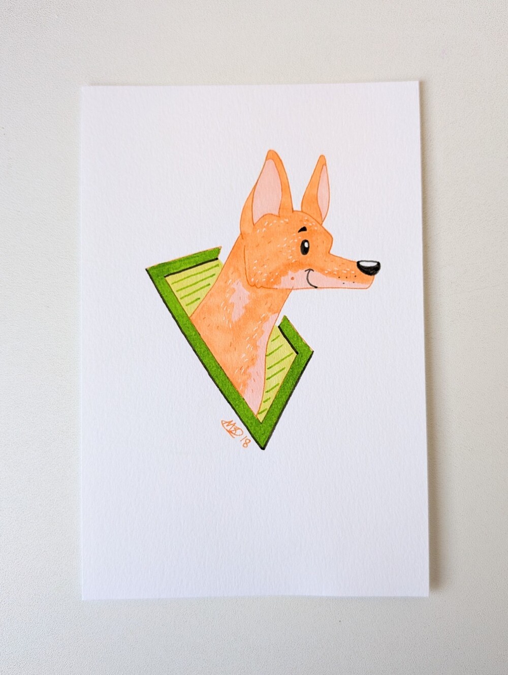 Original Cute Carolina Dog Dogcember 4×6 Marker Pet Portrait By Mattoodles